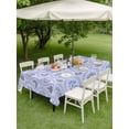 thumbnail image 3 of Outdoor Tablecloth with Umbrella Hole and Zipper, Spring Floral Rectangle Table Cloth 60x102 Inch Waterproof Tablecloth, Retro Flowers Leaves Botanical Light Blue Picnic Table Cover for Patio Camping, 3 of 7