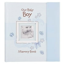 Christian Art Gifts Boy Baby Book of Memories Blue Keepsake Photo Album Our Baby Boy Memory Book Baby Book with Bible Verses, The First Year