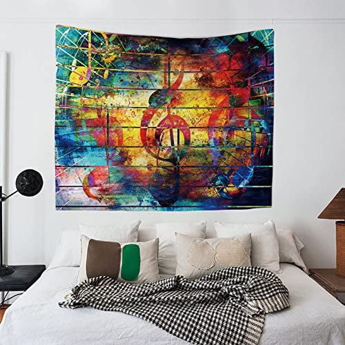 for Girls Boys Music Note Tapestry Colourful Psychedelic Fashion Wall Hanging for Bedroom 78 W x 59 L Twin Size by ZHH Bohemian Indian Hippie Art Home Decor