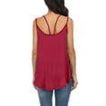 thumbnail image 4 of Frontwalk Ladies Summer Top Sleeveless Pullover Crew Neck Tank Tops Party Bohemian Cami Heart Print Camisole Wine Red L, 4 of 4