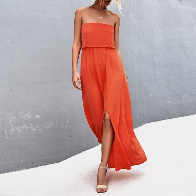 SMihono Robe d'Été pour Femmes Grande Taille Mode Femmes Été Robe Maxi à Épaules Dénudées Boho Décontractée Ample Longue Robe