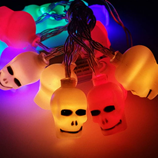 10 LEDs Warm White Light Source PVC 2xAA Battery Halloween Pumpkin Ghost Scary Lamp Series