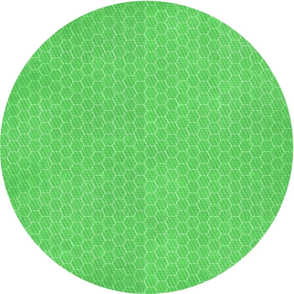 Ahgly Company Indoor Round Patterned Neon Green Area Rugs, 4' Round