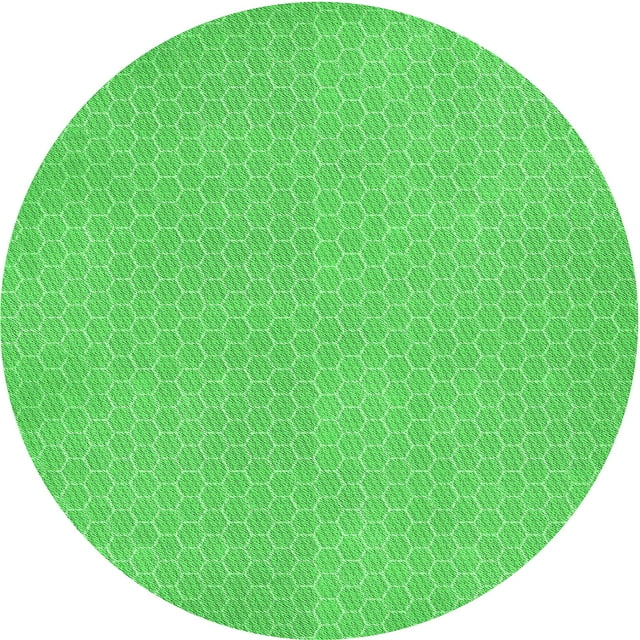 Ahgly Company Tapis d'Intérieur Rond Lavable en Machine Vert Néon Transitionnel, 6 Pieds Rond