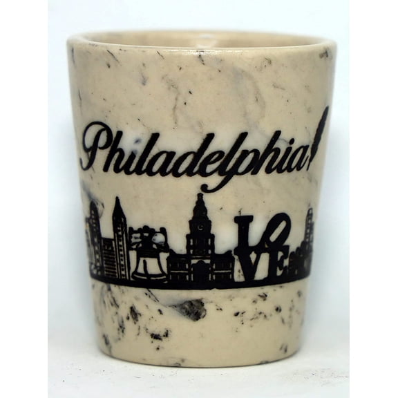 Philadelphia Pennsylvania White Marble Ceramic Shot Glass
