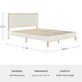 thumbnail image 6 of Martha Stewart Queen Size Solid Wood Platform Bed with Upholstered Base and Inset Headboard, Wood Slat Bottom, No Box Spring Needed, Light Beech/Snow, 6 of 11