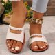 thumbnail image 5 of Zapatillas de Casa de las Mujeres Color Sólido Correa Nerviosa Contraste Footbed Diapositivas de Playa Planas, Zapatillas de Verano de las Mujeres para la Comodidad Interior Al Aire Libre, 5 of 9
