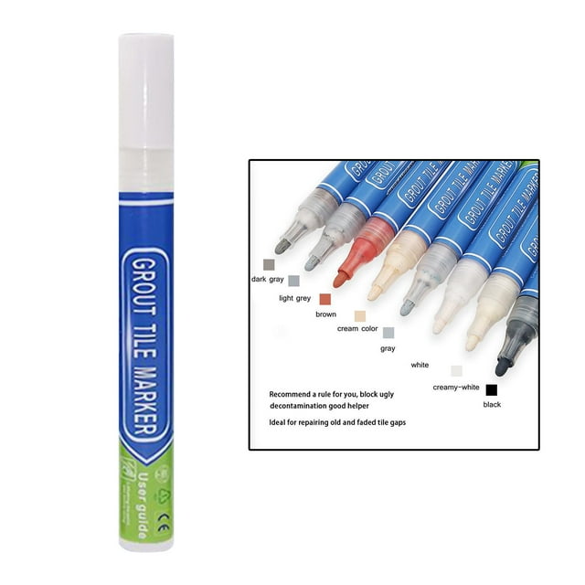Bolígrafo, Bolígrafo de Pintura para Lechada de Azulejos, Marcador de Reparación de Brillo de Lechada Recubrimiento de Huecos de Azulejos Y Línea de L , Blanco 140 mm Macarena Rotulador de baldosas