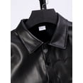 thumbnail image 5 of Boys Cool Regular Fit PU Leather Jacket, Fashion Heart Embroidery Button Down Outerwear For Fall And Winter, 5 of 9