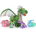 thumbnail image 3 of Set de peluche Karister Green Dragon con 4 bebés y 2 huevos para niños, 3 of 9