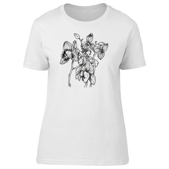 Grunge Orchid Flowers Sketch Tee Women's -Image by Shutterstock