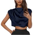 thumbnail image 2 of Mujeres Manga Corta Tops Casual Botón Sólido Cremallera Plegado Blusa Superior Poliéster, Manga Corta Señoras Moda para el Verano Y la Primavera, 2 of 8