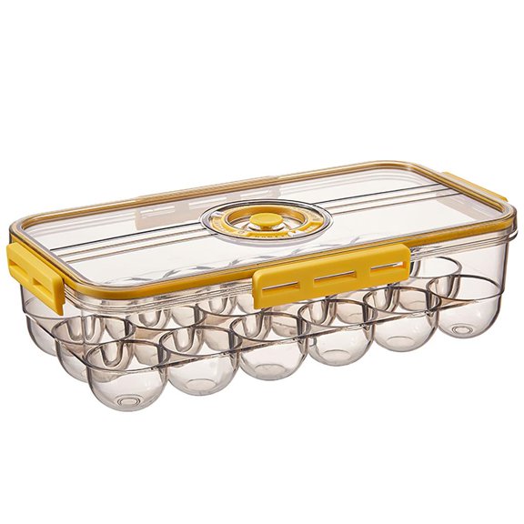 Inteprter Caja de temporizador de huevos Contenedor de almacenamiento de huevos de PET Organizador de huevos que ahorra espacio con tapa Canasta de huevos Almacenamiento y organización del hogar Inteprter HA021958-00
