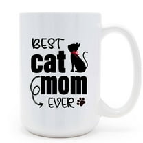 Mycheny Funny Mother's Day Gifts for Cat Mom - Best Cat Mom Ever Novelty Ceramic Coffee Mug 15oz