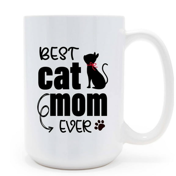 Mycheny Funny Mother's Day Gifts for Cat Mom - Best Cat Mom Ever Novelty Ceramic Coffee Mug 15oz