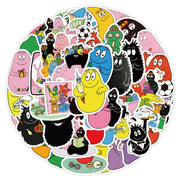 Pegatinas Barbapapas Anime de vinilo impermeable, paquete de 50 unidades
