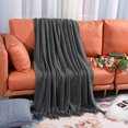 thumbnail image 6 of Ntbay Acrylic Knitted Throw Blanket with 7" Tassels, Lightweight and Soft Cozy Decorative Woven Blanket for Travel, Couch, Bed, Sofa, 51" x 67", Gray Striped, 6 of 6