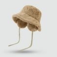 thumbnail image 2 of Moocorvic Winter Bucket Hat for Women, Faux Fur Soft Plush Hat with Drawstring,Coffee, 2 of 7