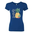 thumbnail image 2 of Wild Bobby, Pineapple Stand Tall Wear Crown And Stay Sweet Inside Arty Inspirational Pop Culture Womens Slim Fit Junior Tee, Royal, Medium, 2 of 3