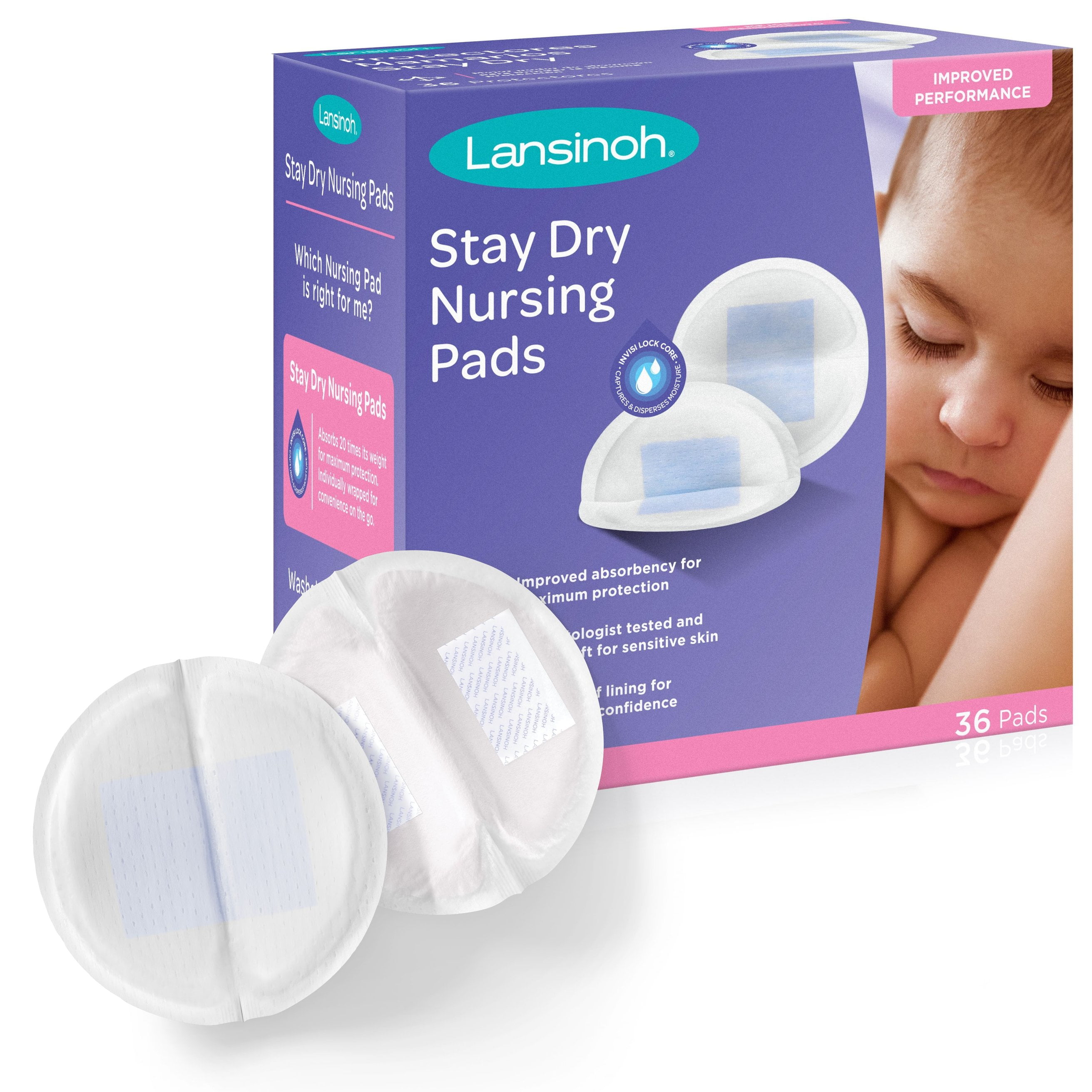 Lansinoh Stay Dry Disposable  Maximum Protection Nursing Pads for Breastfeeding 36 ct