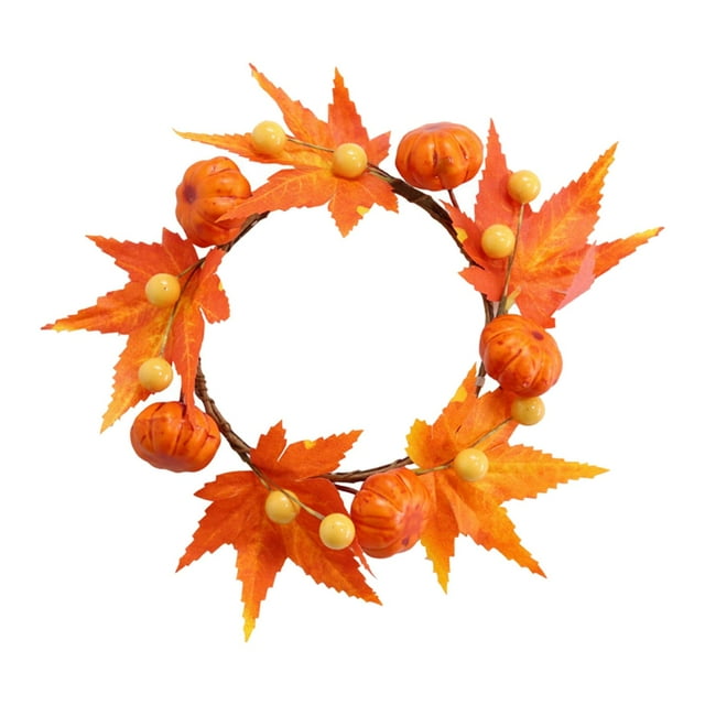 Anillo de Vela de Halloween, Coronas, Literatura de Uso Flexible Y Anillo de Vela de Hoja de Arce Artificial para Chimenea, Acción de Gracias, Hallowe