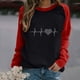 thumbnail image 3 of Moda mujer primavera otoño Color a juego manga larga cuello redondo suelto Casual camisetas Pompotops  gfhjh18634, 3 of 5