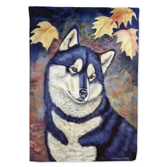 Carolines Treasures 7173-FLAG-PARENT Fall Leaves Siberian Husky Flag  multicolor