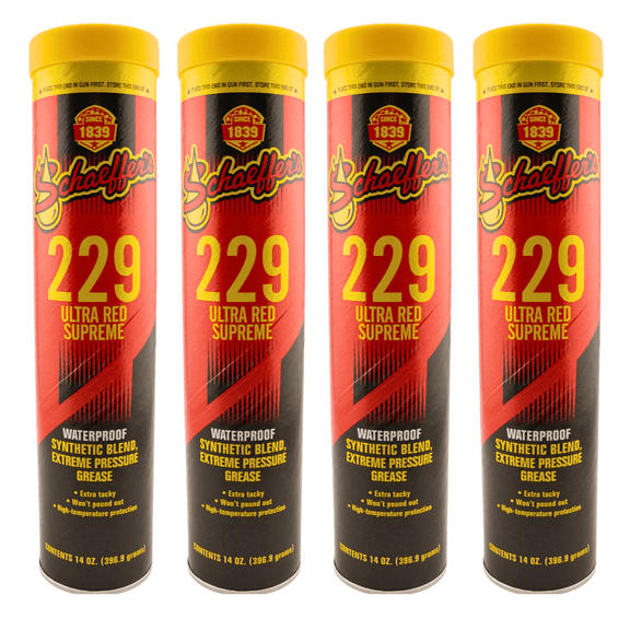 Schaeffer's 02292-029 (229) Ultra Red Grease 14oz Waterproof NLGI #2 - Pack of 4