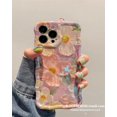 thumbnail image 3 of Funda de teléfono de lujo con pintura al óleo de luz azul láser y flores para iPhone 16, 15, 14, 11, 12, 13 Pro Max, marco ondulado, a prueba de golpes, 3 of 5