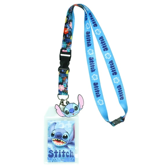 Disney Lilo and Stitch Tropical Breakaway Lanyard ID Badge Holder with 2" Rubber Charm