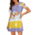 thumbnail image 4 of Salouo Corgi Washing in Bathtub Print Short Sleeve Sleepshirt for Womens Comfy Nightgown Scoopneck Cute Nightdress Ruffle -XX-Large, 4 of 7
