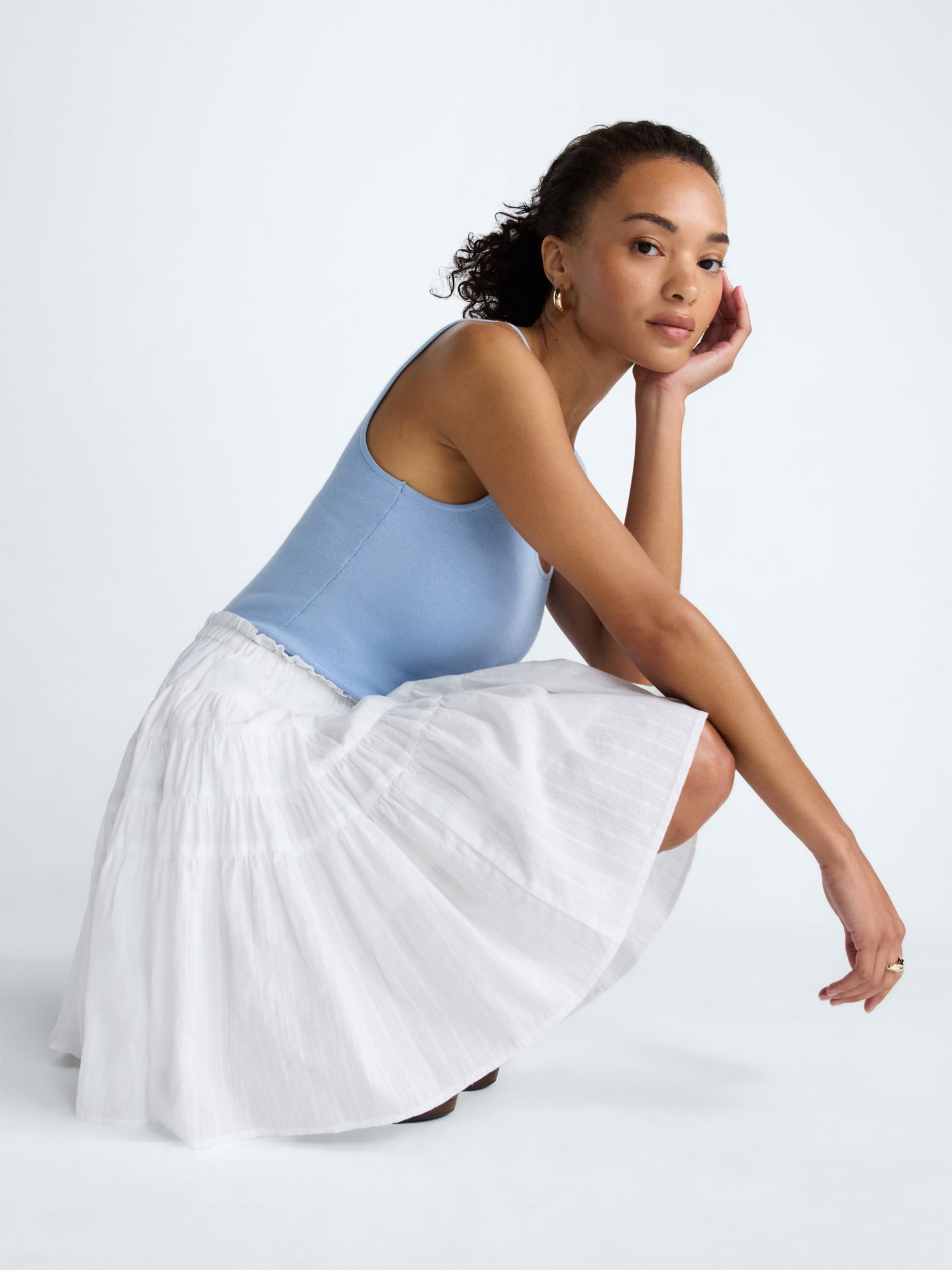 Scoop Women’s Tiered Cotton Skirt, Sizes XS-4X