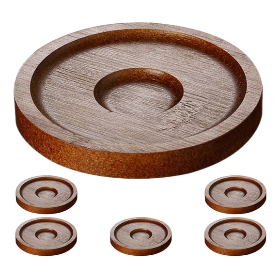WORGEOUS 6pcs Wood Coasters For Drinks Insulation Cup Holder Rotatable Whiskey Glasses Coaster Base Rustic Coasters For Coffee Table