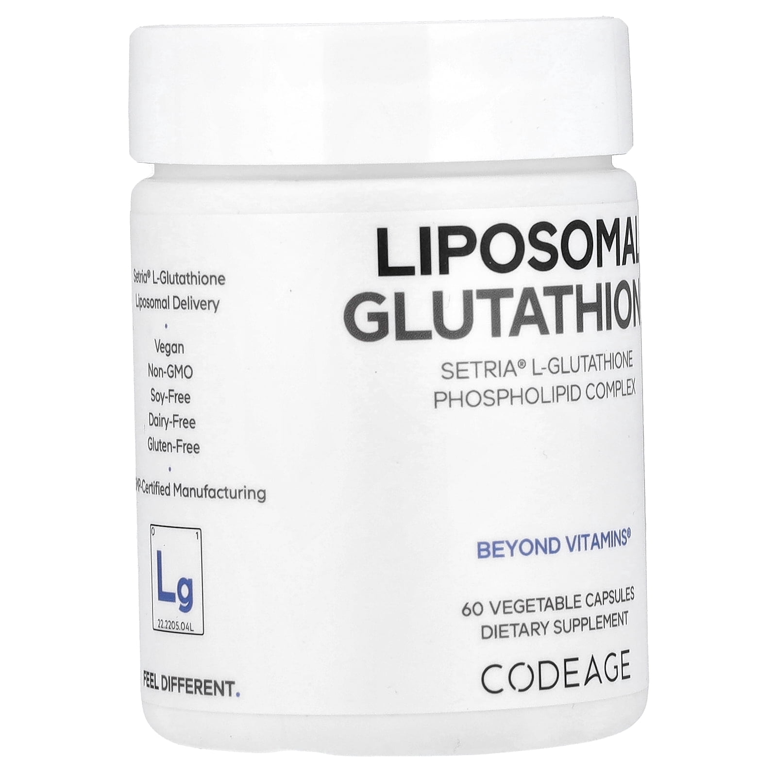 Codeage Liposomal Glutathione, 120 Vegetable Capsules (250 mg per Capsule)