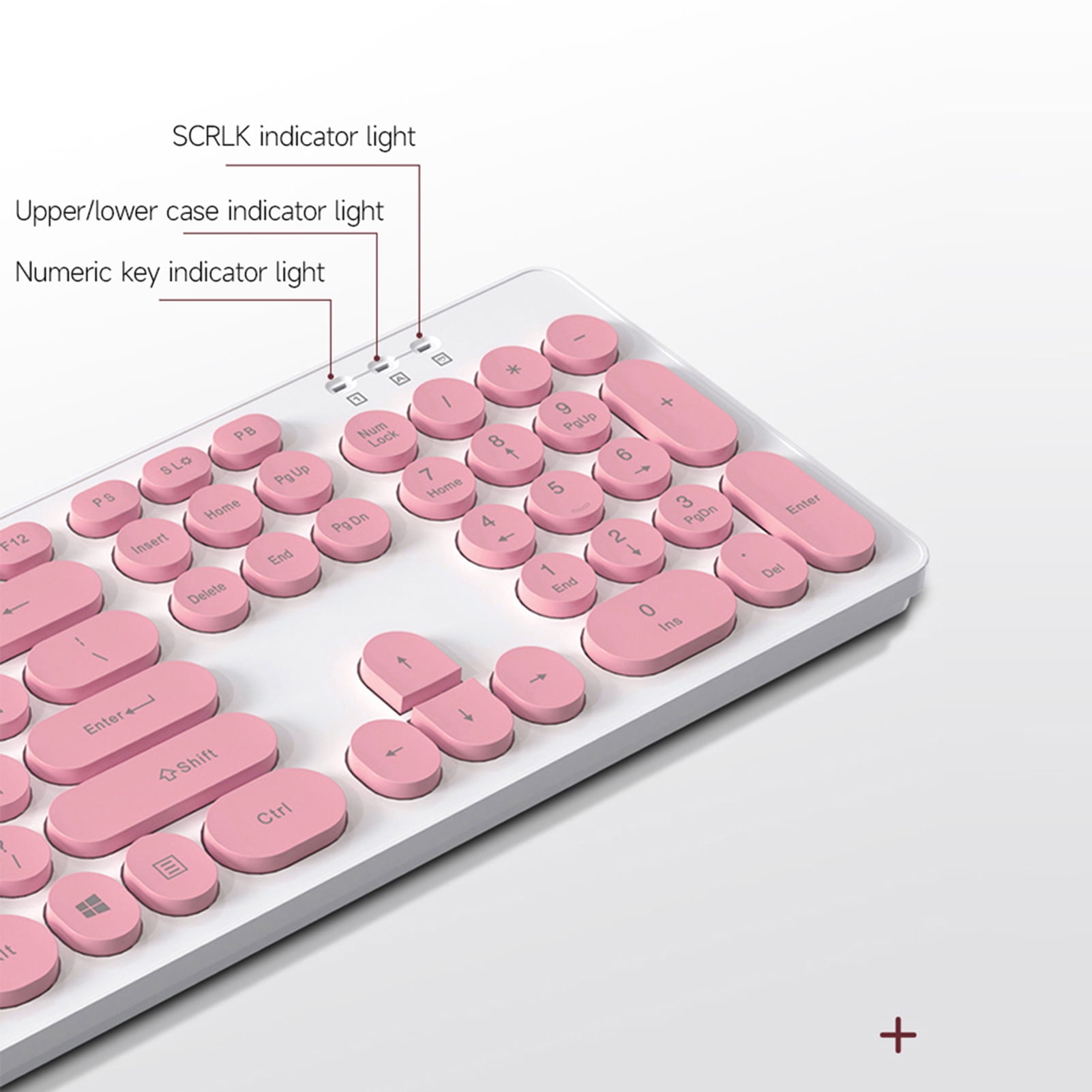 Keyboard T-WOLF TF770 2.4G Wireless Keyboard Mouse Combo  Punk Round Keycap Comfortable Mute Typing Wide Compatibility Pink