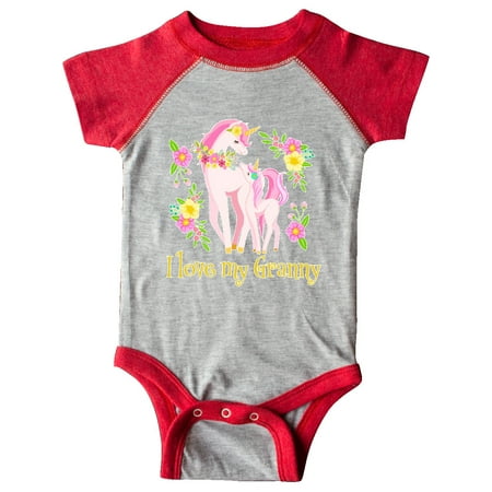 

Inktastic I Love My Granny Unicorn with Pink and Yellow Flowers Gift Baby Boy or Baby Girl Bodysuit