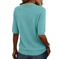 thumbnail image 4 of Short Sleeve Sweater for Women Summer V Neck Pullover Tops Business Casual Lightweight Sweaters Spring Clothes 2026 Green L, 4 of 4