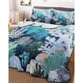 thumbnail image 3 of Quilts Twin Size, Coastal Ocean Soft Comforter Bedding Set for Bed, Summer Vintage Colorful Coral Lightweight Quilted Bedspread with Pillow Cover(2 Pieces) for All Season, 68x86 Inch, 3 of 6