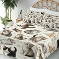 thumbnail image 3 of Ambesonne Cat Fitted & Top Sheet Set with Shams, Little Kittens Playful Poses, Off White Taupe and Grey, 3 of 5