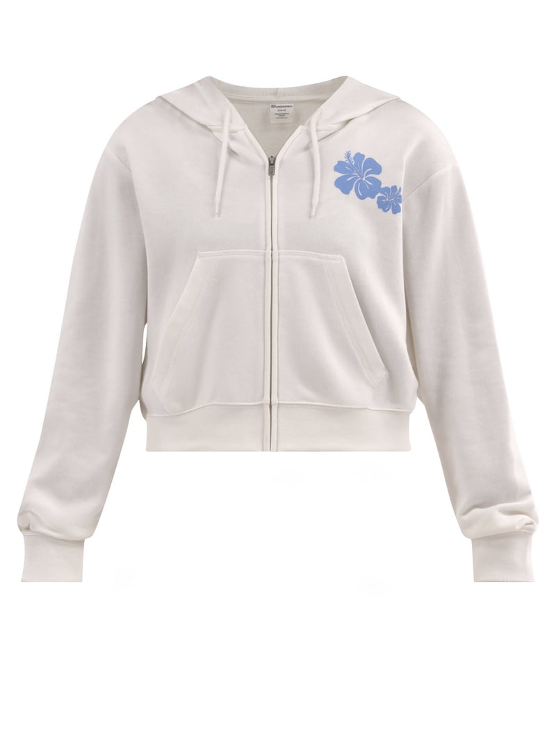 No Boundaries Cropped Zip Up Hoodie, Women's - Walmart.com