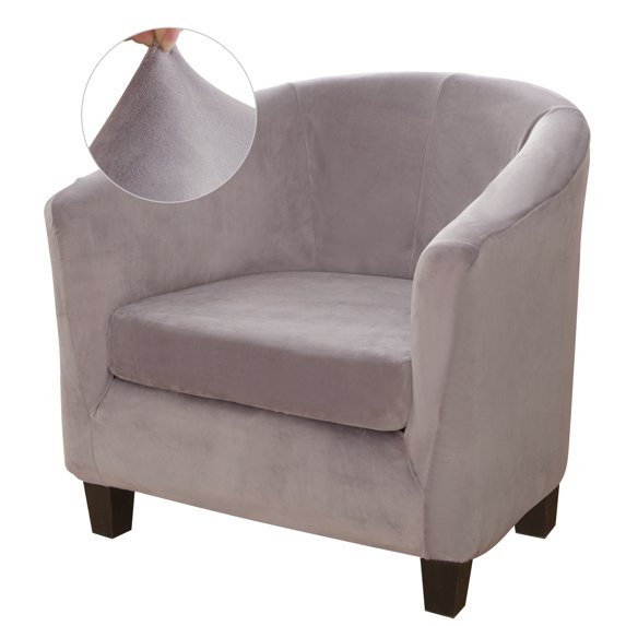 CJC Club Chair Covers, 2-Piece Velvet Tub Chair Slipcover, Armchair Sofa Couch Cover, Elastic Furniture Protector(1 Pack)