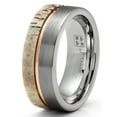 thumbnail image 2 of Metal Masters Mens Deer Antler Tungsten Carbide Ring Rose Goldtone Groove Wedding Band 8mm, 2 of 5