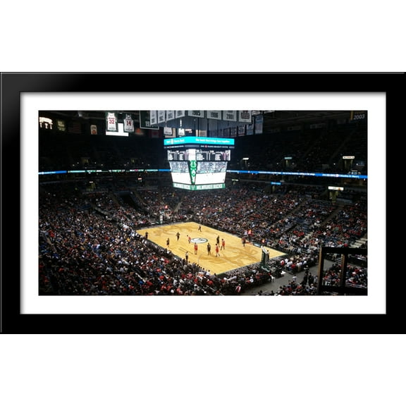 BMO Harris Bradley Center 40x24 Large Black Wood Framed Print Art - Home of the Milwaukee Bucks