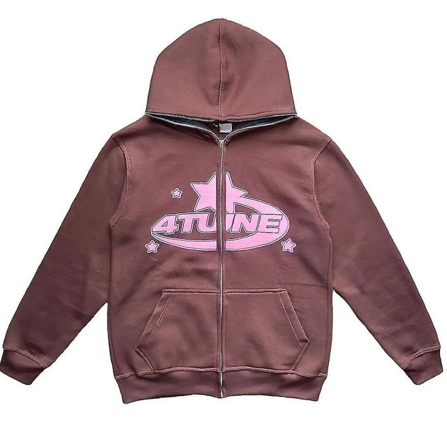 Clothes Star Letter Print Retro Oversized Hoodie Y2k Street Hip-hop Color Casual Zipper Sweater Women