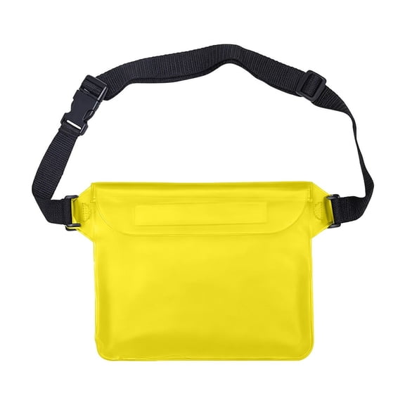 Waterproof Phone Bag, 3 Layer Sealed Submersible Pouch, Touchscreen Swimming Phone Case, Adjustable Crossbody Waist Pack for Men and Women, Yellow