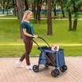 thumbnail image 2 of Petsite Poussette Pliante 4 Roues avec Maille Respirante pour Petits et Moyens Animaux Bleu, 2 of 10