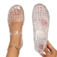 thumbnail image 4 of Samdudou Sandals for Women Casual Closed Toe Sparkly Jelly Mary Janes Hollow Out Woven Style Adjustable Strap Slip On Beach Water Shoes Vacation Travel Summer Essentials, 4 of 9