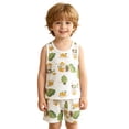 thumbnail image 7 of Qingpeng Kids Unisex Summer Casual Set Crew Neck Sleeveless Bear Pumpkin Printed Top And Elastic Waist Shorts Lightweight For Home Matching Outfit Set For Kids, 7 of 7