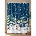 thumbnail image 4 of Navy Blue White Snowman Christmas Extra Long Shower Curtain Set, Waterproof Shower Curtains for Bathroom, Xmas Tree Snowflake Winter Washable Fabric Bath Curtain for Bathtub with Hooks 72x96 Inches, 4 of 6