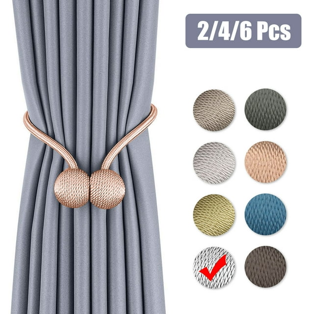 2/4/6pcs Magnetic Curtain Tiebacks Holdbacks, Decorative Rope Holdback Holder Curtain Buckle Window Tie Backs Holders for Big Wide or Thick Window Drapries,The Most Convenient Drape Tie Backs, 16"